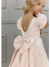 Blush Pink Satin V Back Flower Girl Dress